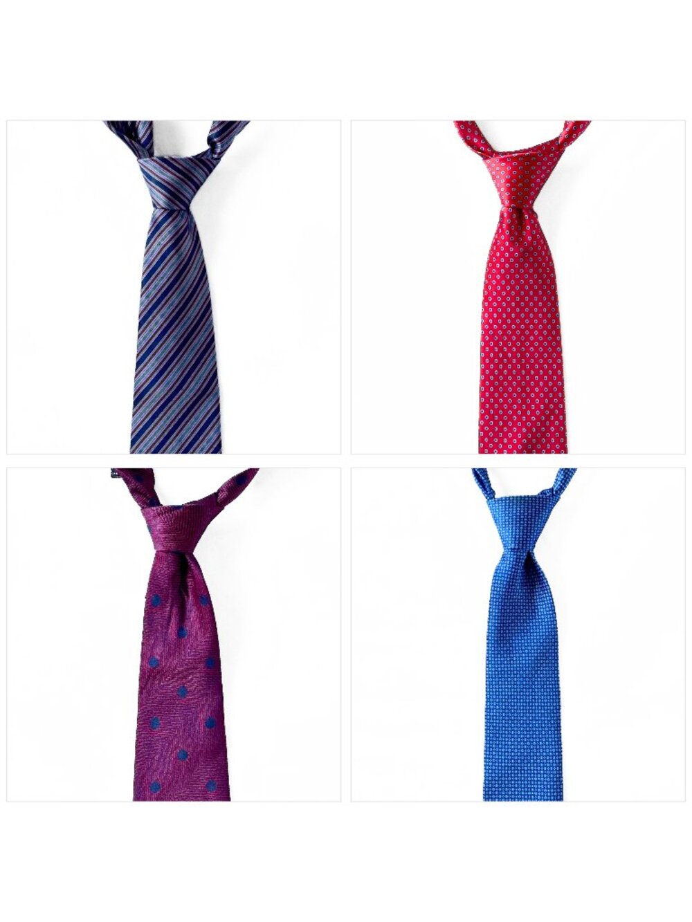Stefano Ricci Silk Tie Lot / Set in Purple, Red, Blue, and Navy Geometric